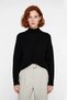 Women's Gray Oversize Stand Collar Acrylic Thessaloniki Woven Long Sleeve Basic Knitwear Sweater Quality Stylish - 2