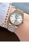 Women's Round Simple Dial Gold Silver Metal Band Wrist Watch - 2