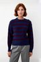 Women's Regular Fit Crew Neck Low Sleeve Striped Shoulder Button Detailed Knitwear Sweater Winter Clothing - 2