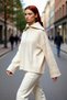 Women's Oversize Zippered Stand Collar Knitwear Sweater Low Sleeve Long Ideal Model for Winter Days