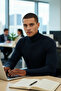Men's Fitted Turtleneck Ribbed Knit Sweater Ideal for Winter Days Offering Elegance and Comfort - 3