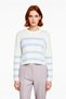 Women's Oversize Fit Gray Striped Crew Neck Crop Knit Sweater Long Low Sleeve Detail High Quality - 2