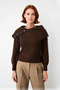 Women's Ecru Turn-Down Collar Regular Fit Acrylic Knitwear Sweater Long Sleeve for Winter Stylish and Comfortable Wear - 2