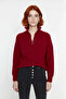 Women's Oversize Low-Cut Zipper Stand Collar Knitwear Thessaloniki Knit Basic Long Sleeve Sweater High Quality - 2
