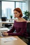 Women's Carmen Collar Regular Fit Long Sleeve Ribbed Knit Sweater Offers Day and Night Elegance - 3