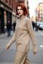 Women's Oversized Cutout Stand Collar Raglan Sleeve Plain Gray Knitwear Sweater Ideal Choice for Winter Daily Wear