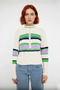 Young Women's Stand Collar Zipper Detail Crop Cut Color Block Long Sleeve Winter Knitwear Sweater Quality - 2