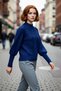 Women's Regular Fit Hair Knit Pattern Stand Collar Balloon Sleeve Knitwear Sweater Offers Everyday Chic Special for Winter
