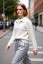 Women's Regular Fit Hair Knit Detailed Polo Neck Medium Thickness Knitwear Winter Long Sleeve Sweater