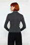 Stand Collar Ribbed Woven Fitted Fit Long Sleeve Basic Knitwear Sweater for Women Winter Elegance and - 4