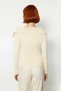 Women's Turn-Down Collar Fitted Ribbed Knit Blouse Long Sleeve Crop Length Spring Autumn Casual Chic - 4