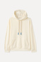 Women's Ecru Kangaroo Pocket Hooded Sweatshirt - 5