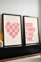 Wooden Black Framed 2-Piece Modern Painting Set Huhu284 - Double Painting Set Black Frame