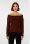 Women's Carmen Collar Regular Fit Long Sleeve Ribbed Knit Sweater Offers Day and Night Elegance - 2