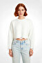 Women's Oversized Knit Crop Sweater with Low Sleeves and Flowing Detail Offers Modern Chic with Its Soft Texture - 2