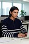 Men's Oversized Fit Navy Blue Striped Polo Neck Knit Sweater Winter Comfortable Thessaloniki Woven Acrylic - 3
