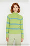 Women's Stand Collar Striped Knitwear Sweater Raglan Sleeve Long Sleeve Casual Ribbed Woven Winter Basic - 2