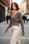 Women's Double Breasted V-Neck Super Crop Regular Fit Acrylic Knitwear Sweater a Stylish Choice for Winter Season