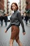 Women's Oversized Cutout Stand Collar Raglan Sleeve Plain Gray Knitwear Sweater Ideal Choice for Winter Daily Wear