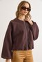 Women's Brown Crew Neck Pocketed Lined Cashmere Jacket Ckt-19000489 - 4