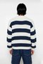 Men's Oversize Wide Fit Crew Neck Striped Acrylic Knitwear Sweater Ideal for Cold Winter Days - 4