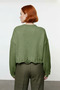 Women's Oversized Knit Crop Sweater with Low Sleeves and Flowing Detail Offers Modern Chic with Its Soft Texture - 4