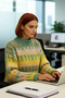 Women's Ethnic Patterned Oversized Stand Collar Low Sleeve Thick Crop Knitwear Sweater Winter Casual Chic - 3