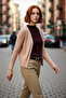 Women's Stand Collar Color Block Ribbed Knit Sweater Fitted Fit Long Sleeve Casual Basic Model Quality