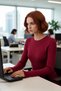Women's Dusty Rose Fitted Sweater with Slit Detail and Crew Neck Slim Knitwear Offers Everyday Elegance - 3