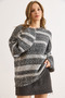Women's Smoked Striped Textured Comfortable Fit Knit Sweater Kzk-19001031 - 4