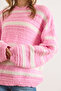 Women's Pink Striped Textured Comfortable Fit Knit Sweater Kzk-19001031 - 5
