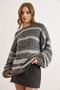 Women's Smoked Striped Textured Comfortable Fit Knit Sweater Kzk-19001031 - 3