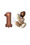 Istoch Brown Color Number and 5-Piece Daisy Foil Balloon Set Age 1