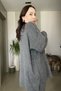 Soft and Lycra Oversized Knitwear Set with Knit Detail on the Sides - 3