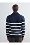 Polo Neck Long Sleeve Striped Men's Sweatshirt - 4