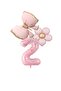 Pink Color Bow Daisy and Number Foil Balloon Set Age 2