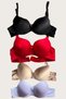 Arias Closet Black-White-Red-Skin 4-Piece Padded Push up Micro Underwire Everyday Single Support Bra - 5