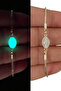 Gold Color Cat's Eye Highlighter Bracelet with Beads That Glow in the Dark and Adjustable for the Wrist