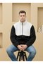 Premium, Unisex, Black-White, Color Block, Zipper, Stand Collar, Sherpa, Fleece, Jacket - 2