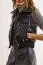 Women's Black Knitwear Detailed Accessory Pocket Detailed Faux Leather Vest Ylk-19000093 - 4