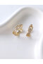 Gold Color Zircon Stone Chain Model Women's Steel Earrings - 3