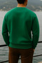Men's Thick Crew Neck Casual Green Sweater - 2