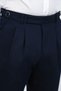 Navy Blue Single Pants with Buckle Detail and Double Leg Opening - 3