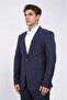 Slim Fit Mono Collar Navy Blue Suit - 3