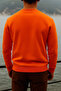 Men's Thick Crew Neck Loose Orange Sweater - 2