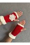 Hand-Knitted Christmas Women's Fingerless Gloves with Snowflake Motif - 3