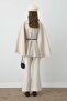 Suede Belt Detailed Cape Stone Coat - 6