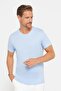 Men's Slim Fit Slim Fit Cotton Soft Texture Lycra Stretchy Fabric Basic Blue Crew Neck T-Shirt - 4
