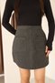 Women's Anthracite Cashmere High Waist Mini Skirt with Square Pocket Detail on the Front - 5