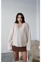 Stone V-Neck Oversize Knit Sweater - 4